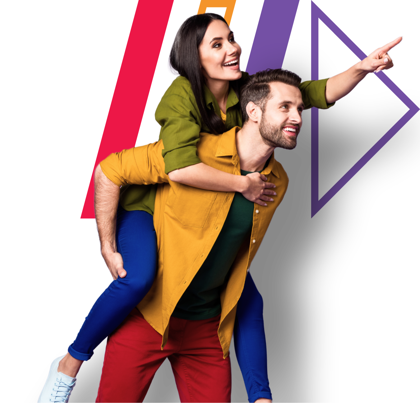 Man carrying woman on his back