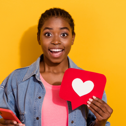 Woman carrying love sign